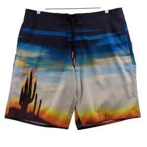 American Eagle Board Shorts Mens‎ L Multicolor Desert Sunset Cactus Swim Trunks